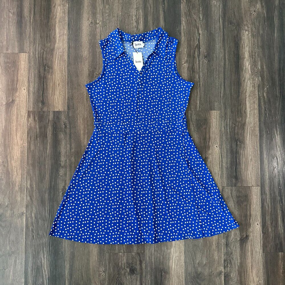 NWT Leota Cobalt Confetti 'Reiley' Dress Polka Dot Pattern Stretchy Size 2L / 2X